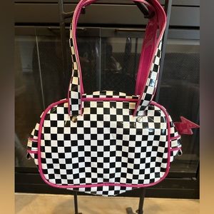 Addicted Black & White Checkered Vinyl Handbag